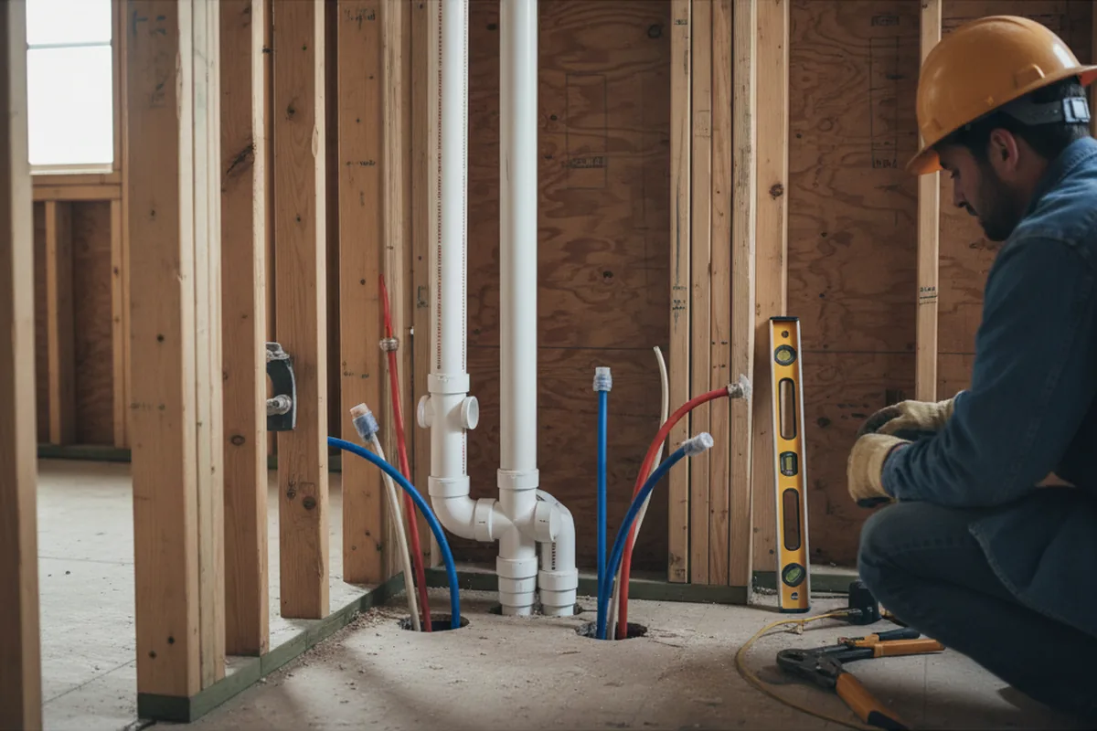 Drain and supply rough-in during Sump Pump Repair in Lufkin