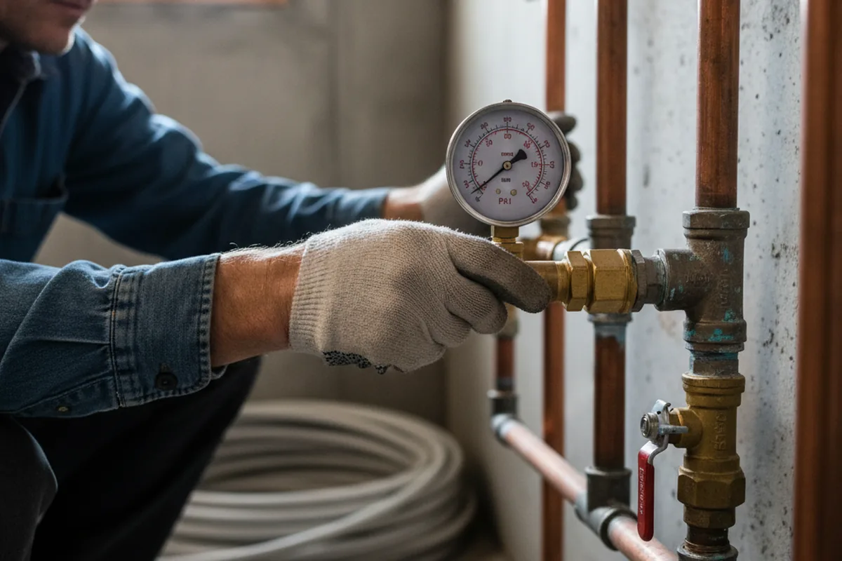 Pressure testing a repaired line during Water Line Repair in Lufkin